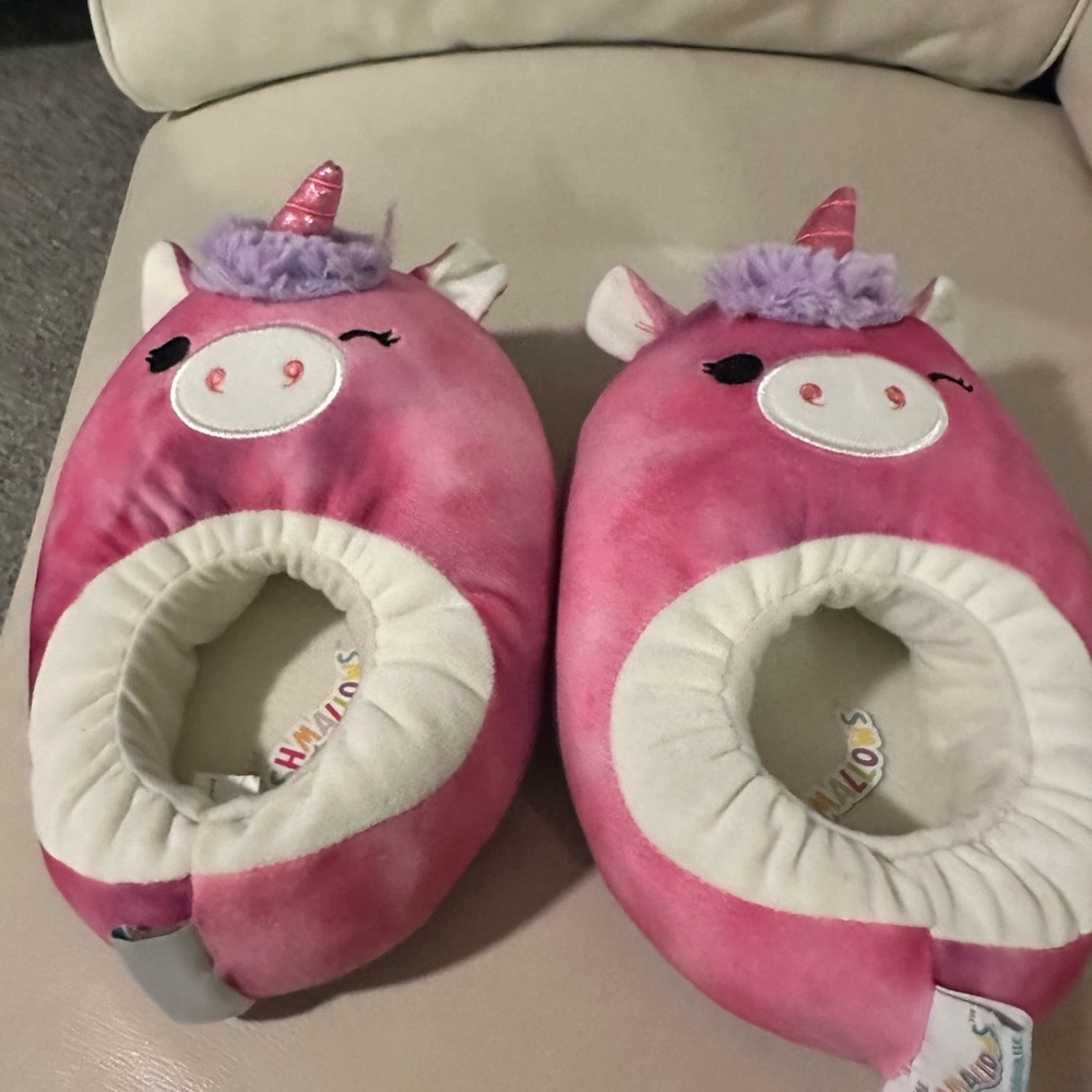 Squishmallows Pink Unicorn Kids Slippers